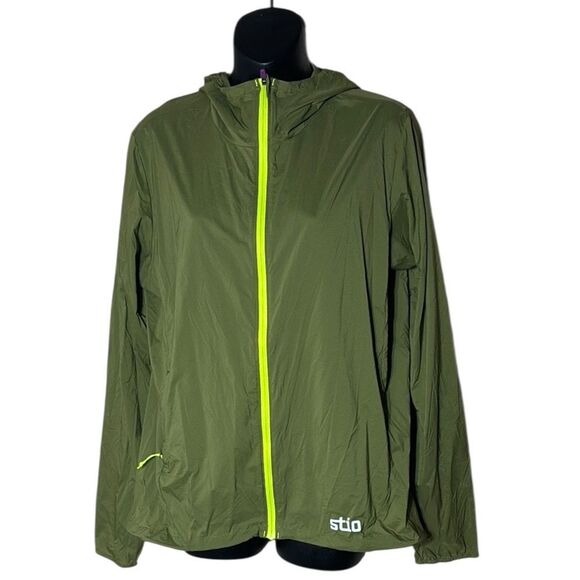 Stio women’s large second light wind shell green zip front windbreaker jacket - Picture 1 of 9